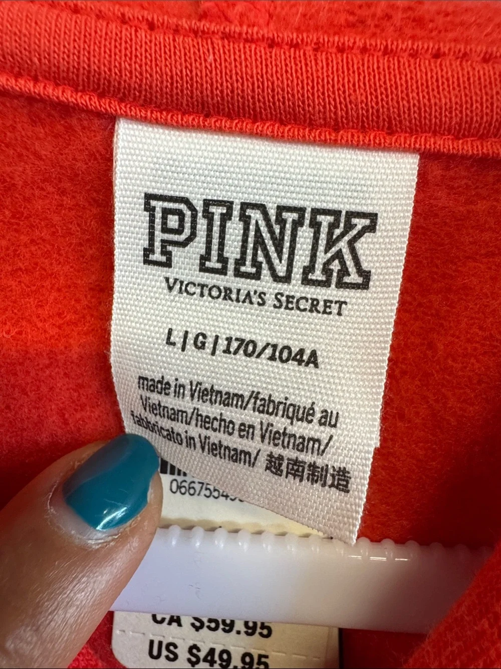 PINK Victoria's Secret Red Full-Zip Hooded Jacket with Black Logo